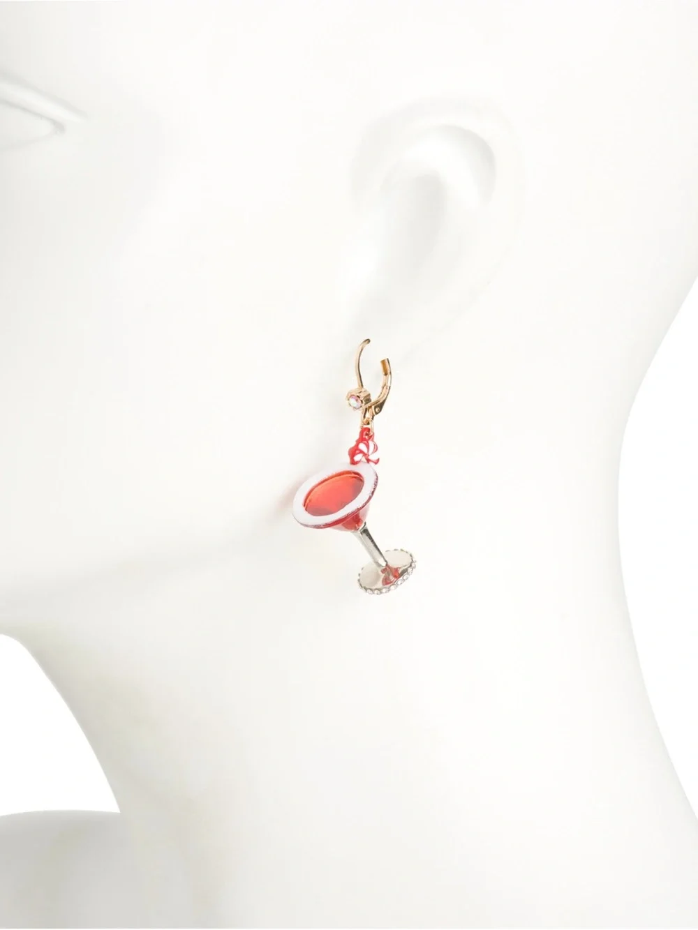 Betsey Johnson Peppermint Martini Christmas Mismatched Dangle Drop Earrings
